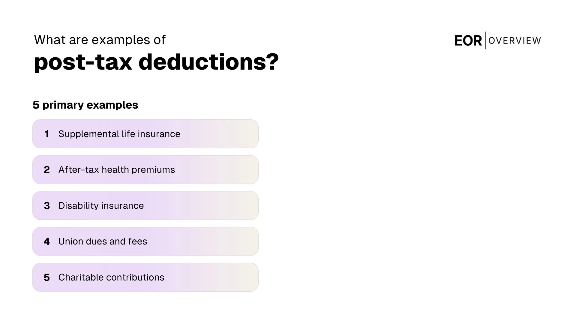 Examples of Post-Tax Deductions