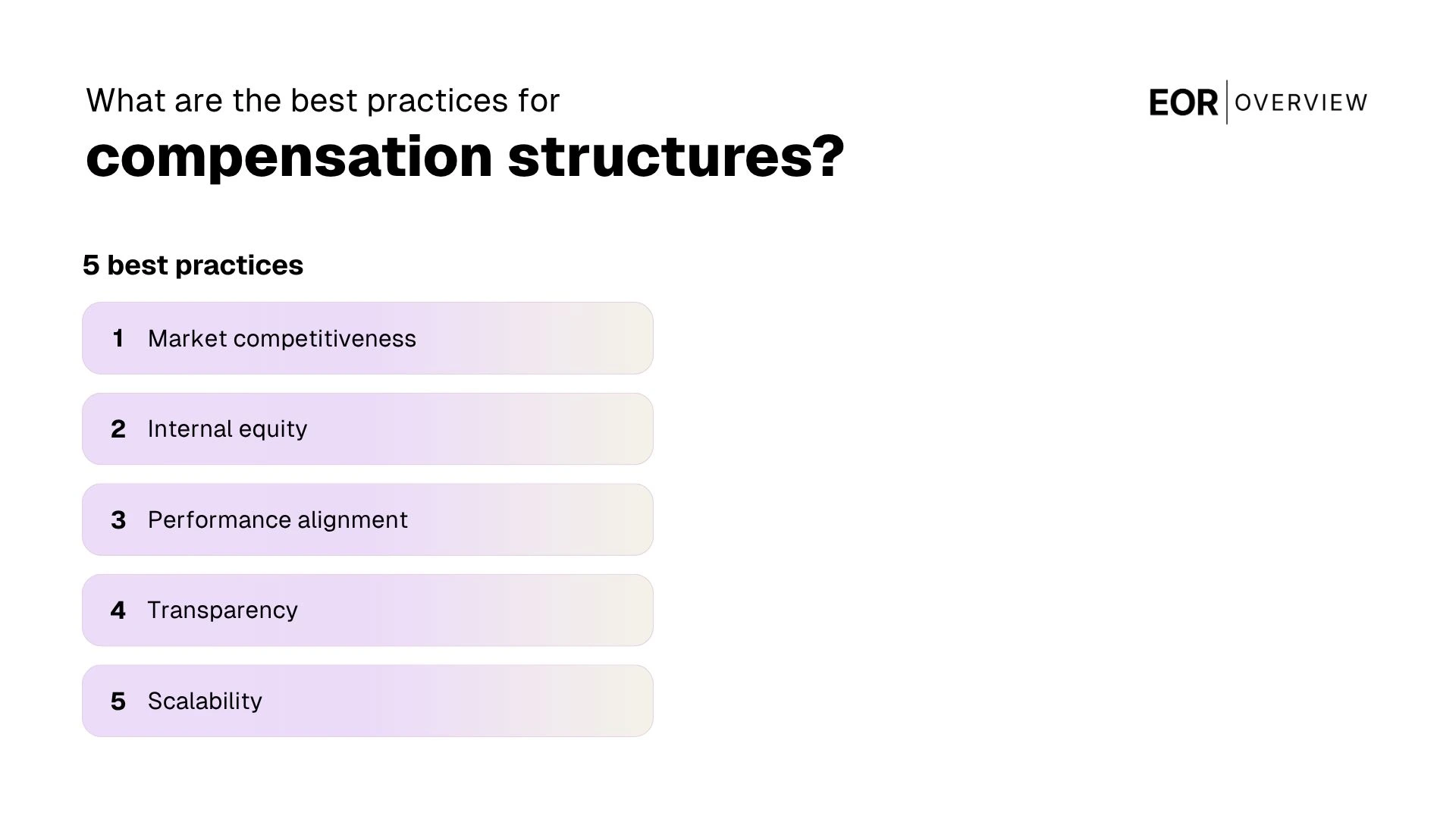 Best practices for compensation structures