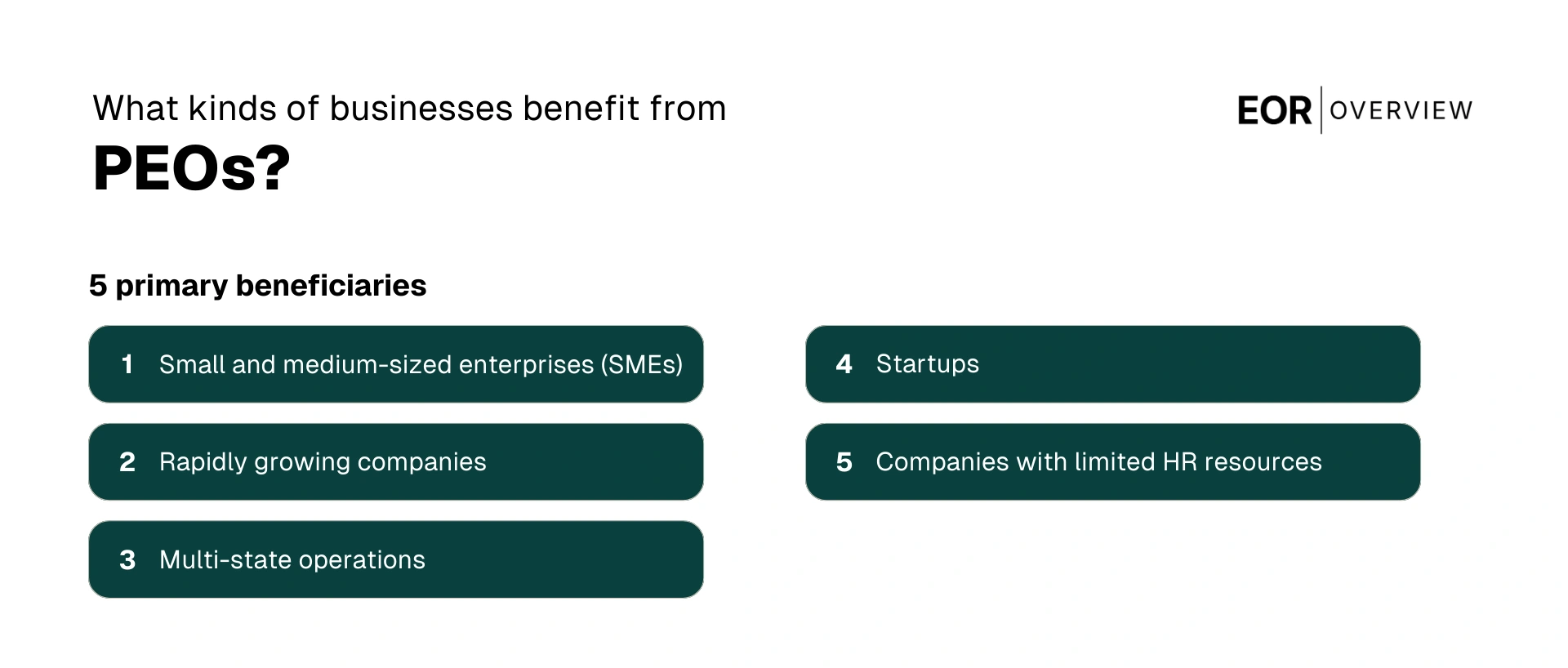 Types of businesses that benefit from PEOs