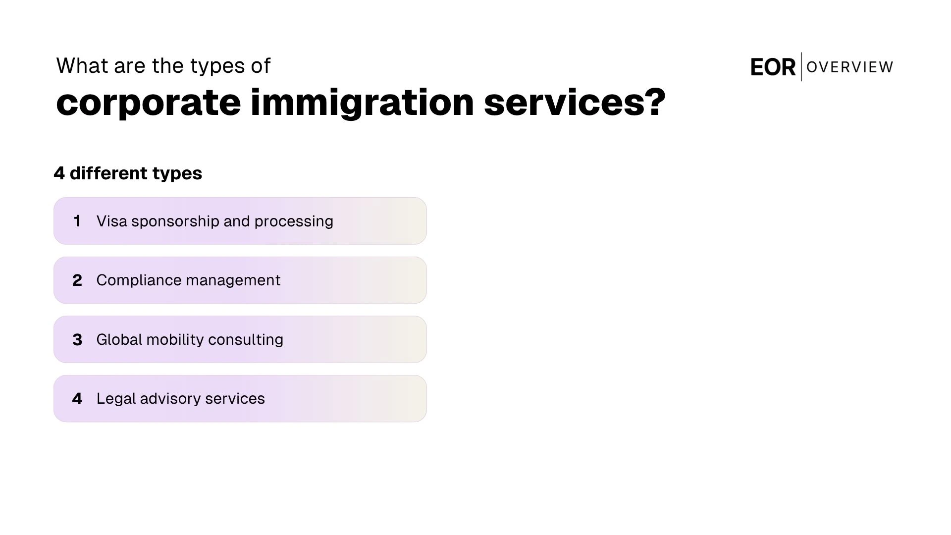Types of corporate immigration services