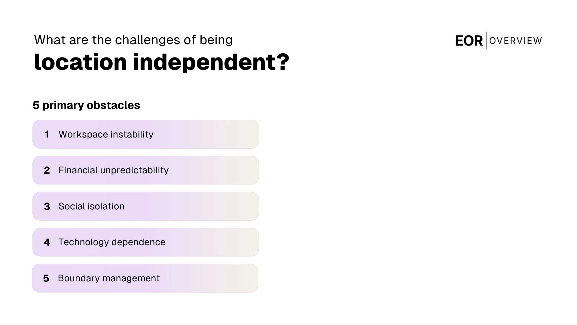 The Challenges of Being Location Independent